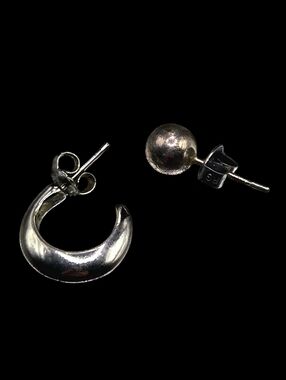 "5/$25" Mismatched Silvertone Minimalist Stud Earrings Hoop/Ball Stud